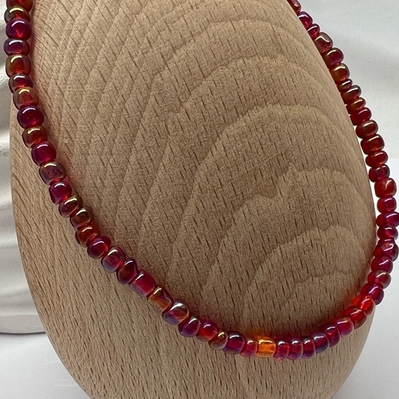 STRETCH Beaded Anklet Red Rainbow - Picture 5 of 13